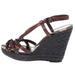 Pre Owned Burberry Canvas Check Wedge Espadrilles Size 41