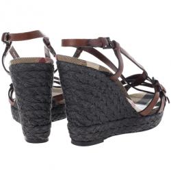 Pre Owned Burberry Canvas Check Wedge Espadrilles Size 41