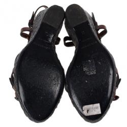 Pre Owned Burberry Canvas Check Wedge Espadrilles Size 41