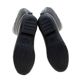 مملوكة مسبقًا Burberry Black Rubber and Beat Check Fabric Rain Boots Size 36