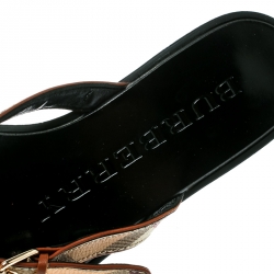Pre Owned Burberry Beige Novacheck Canvas and Leather Thong Sandals Size 35