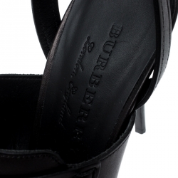 Pre Owned Burberry Black Leather Clarence Penny Keeper Tassel Strap Sandals Size 39