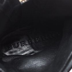 مملوكة مسبقًا Burberry Black Leather And Super Nova Check Canvas Grantville Mid Calf Boots Size 37.5