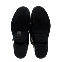 مملوكة مسبقًا Burberry Black Leather And Super Nova Check Canvas Grantville Mid Calf Boots Size 37.5