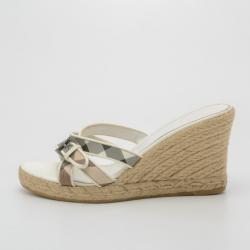 Pre Owned Burberry Novacheck Espadrilles Wedges Size 37