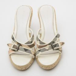 Pre Owned Burberry Novacheck Espadrilles Wedges Size 37