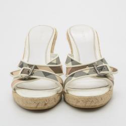Pre Owned Burberry Novacheck Espadrilles Wedges Size 37