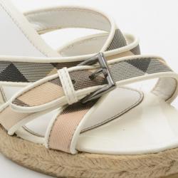 Pre Owned Burberry Novacheck Espadrilles Wedges Size 37