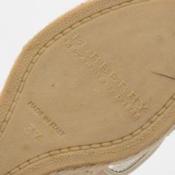 Pre Owned Burberry Novacheck Espadrilles Wedges Size 37