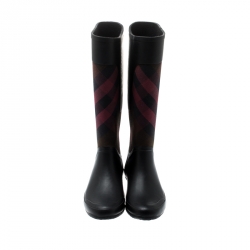 مملوكة مسبقًا حذاء بوت مطر بربري قماش كاروهات بيت و مطاط مقاس 38