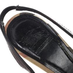 Pre Owned Burberry Novacheck Buckle Slingback Sandals Size 38