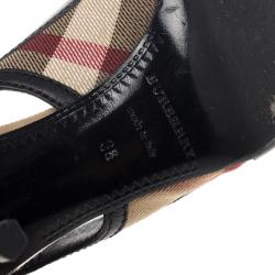 Pre Owned Burberry Novacheck Buckle Slingback Sandals Size 38