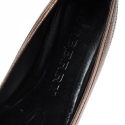 Pre Owned حذاء فلات باليه بربري جلد كاروهات نوفا برونز ميتالك مقاس 40