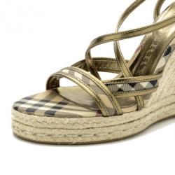 مملوكة مسبقًا Burberry Novacheck Espadrilles Wedge Sandals Size 38