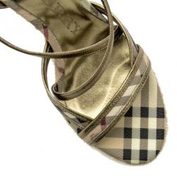 مملوكة مسبقًا Burberry Novacheck Espadrilles Wedge Sandals Size 38