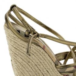 مملوكة مسبقًا Burberry Novacheck Espadrilles Wedge Sandals Size 38