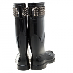 Pre Owned بوت للمطر بربري أسود مرصع كاروهات هاوس تشيك مطاطي مقاس 38
