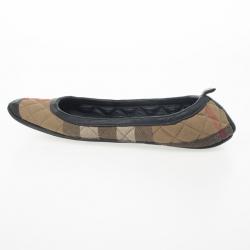 Pre Owned Burberry Nova Check Quilted Ballet Flats Size 37