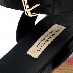  Burberry Two Tone Nubuck Leather Nuneaton Wedge Platform Ankle Strap Sandals Size 39
