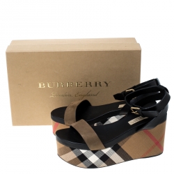  Burberry Two Tone Nubuck Leather Nuneaton Wedge Platform Ankle Strap Sandals Size 39