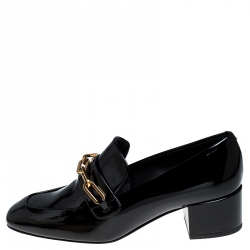 Burberry Black Patent Leather Chillcot Loafer Size 37