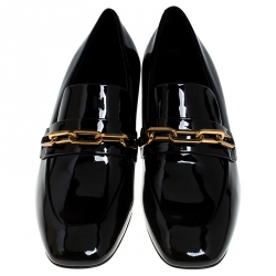Burberry Black Patent Leather Chillcot Loafer Size 37