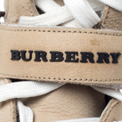 Pre Owned  Burberry Beige Nubuck And Suede High Top Sneakers Size 37