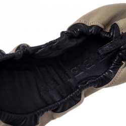 Pre Owned Burberry Khaki Canvas Buckle Detail Scrunch Ballet Flats Size 39