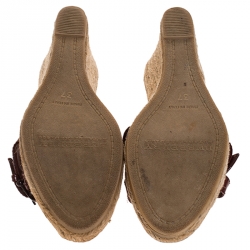 مملوكة مسبقًا صندل بربري كعب روكي اسبارديل سيور جلد لامع أحمر مقاس 37