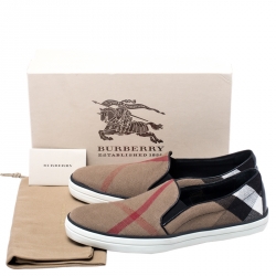 مملوكة مسبقًا Burberry Multicolor Canvas And Leather Gauden Slip On Sneakers Size 41