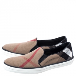 مملوكة مسبقًا Burberry Multicolor Canvas And Leather Gauden Slip On Sneakers Size 41