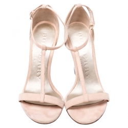 Pre Owned  Burberry Prorsum Blush Pink Suede Leyburn Lucite Wedge Sandals Size 37.5