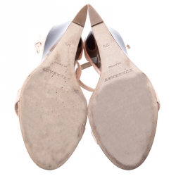 Pre Owned  Burberry Prorsum Blush Pink Suede Leyburn Lucite Wedge Sandals Size 37.5