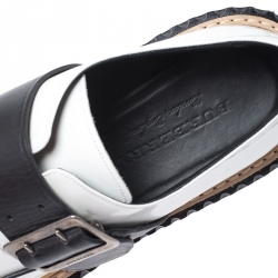 Pre Owned Burberry Monochrome Leather Mason Buckle Strap Platform Creepers Size 41