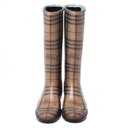 مملوكة مسبقًا Burberry Multicolor House Check Rubber Rain Boots Size 39