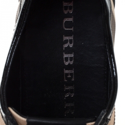 Pre Owned Burberry Beige/Black Nova Check PVC and Patent Leather Lace Low Top Sneakers Size 41