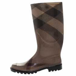 Pre Owned Burberry Beige/Brown Rubber Rain Boots Size 40