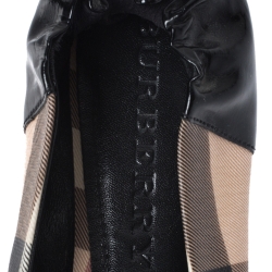 Pre Owned Burberry Black Patent Leather And Nova Check Canvas Scrunch Ballet Flats Size 40