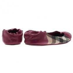 Pre Owned Burberry Pink Patent Cap Toe House Check Ballet Flats Size 36.5
