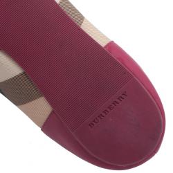 Pre Owned Burberry Pink Patent Cap Toe House Check Ballet Flats Size 36.5