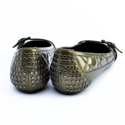 Pre Owned Burberry Green Metallic Quilted Ballet Flats Size 36