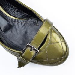 Pre Owned Burberry Green Metallic Quilted Ballet Flats Size 36