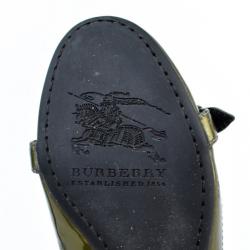 Pre Owned Burberry Green Metallic Quilted Ballet Flats Size 36