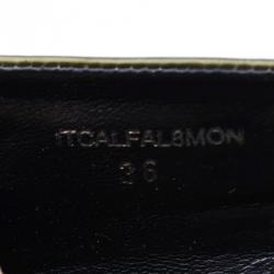 Pre Owned Burberry Green Metallic Quilted Ballet Flats Size 36