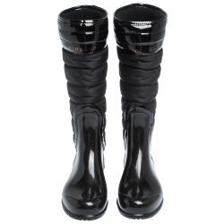 مملوكة مسبقًا Burberry Black Rubber And Patent Wellington Rain Boots Size 41