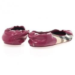 Pre Owned Burberry Pink Patent Cap Toe House Check Ballet Flats Size 40