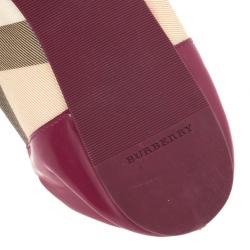 Pre Owned Burberry Pink Patent Cap Toe House Check Ballet Flats Size 40