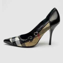 Pre Owned Burberry Check Kitten Heel Pumps Size 39