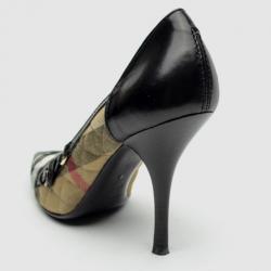 Pre Owned Burberry Check Kitten Heel Pumps Size 39