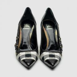 Pre Owned Burberry Check Kitten Heel Pumps Size 39